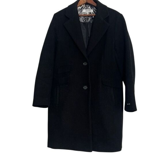 Nine West Wool Blend Single Breasted Long Sleeve Coat Jacket Black Size Large - Picture 2 of 8